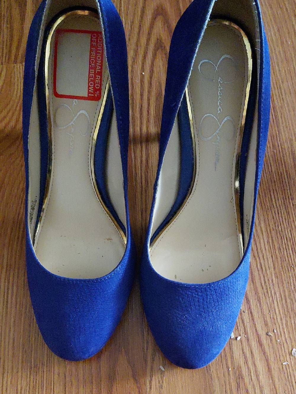 Jessica Simpson Cobalt Blue Suede Round Toe Pumps.refer To Pictures For Flaws